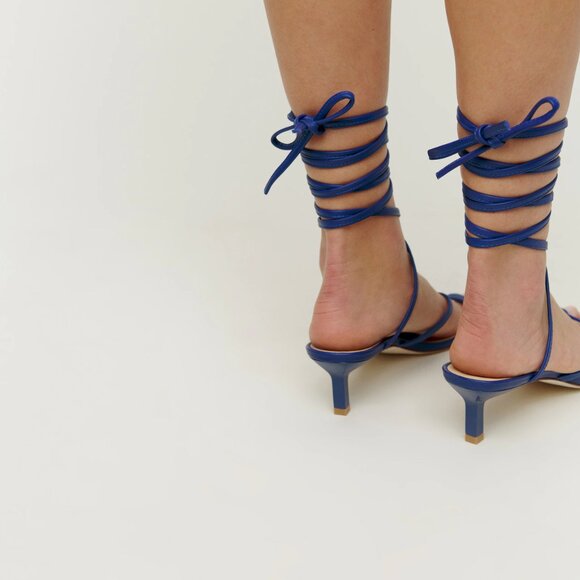 NEW REFORMATION Made In Brazil Leather Sammie Lace Up Mid Heel Sandals 725 15j8 - Picture 5 of 10